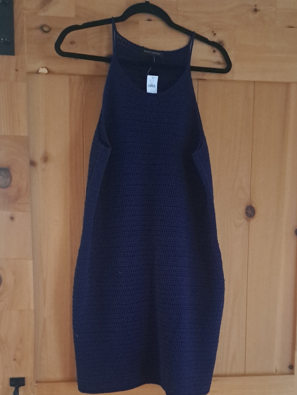 Banana Republic, Navy Blue Knit Crochet Strap Dress Size Large. Brand New W/Tags